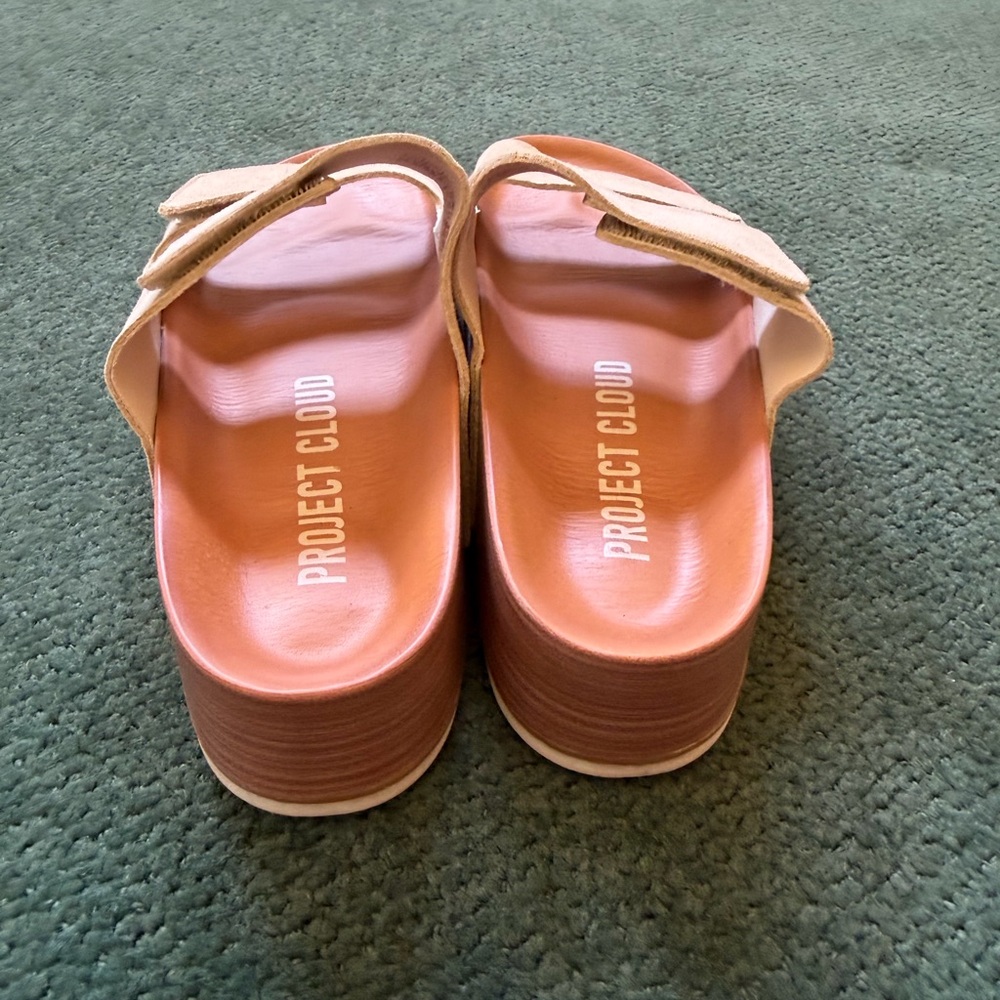 Project Cloud 100% Genuine Leather Platform Sandals (Size 8) Birch - Picture 2 of 3